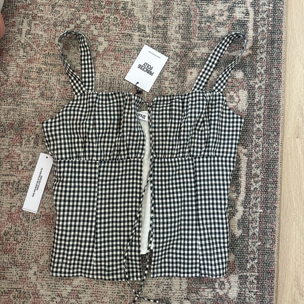 Princess Polly Black and White Gingham Blouse